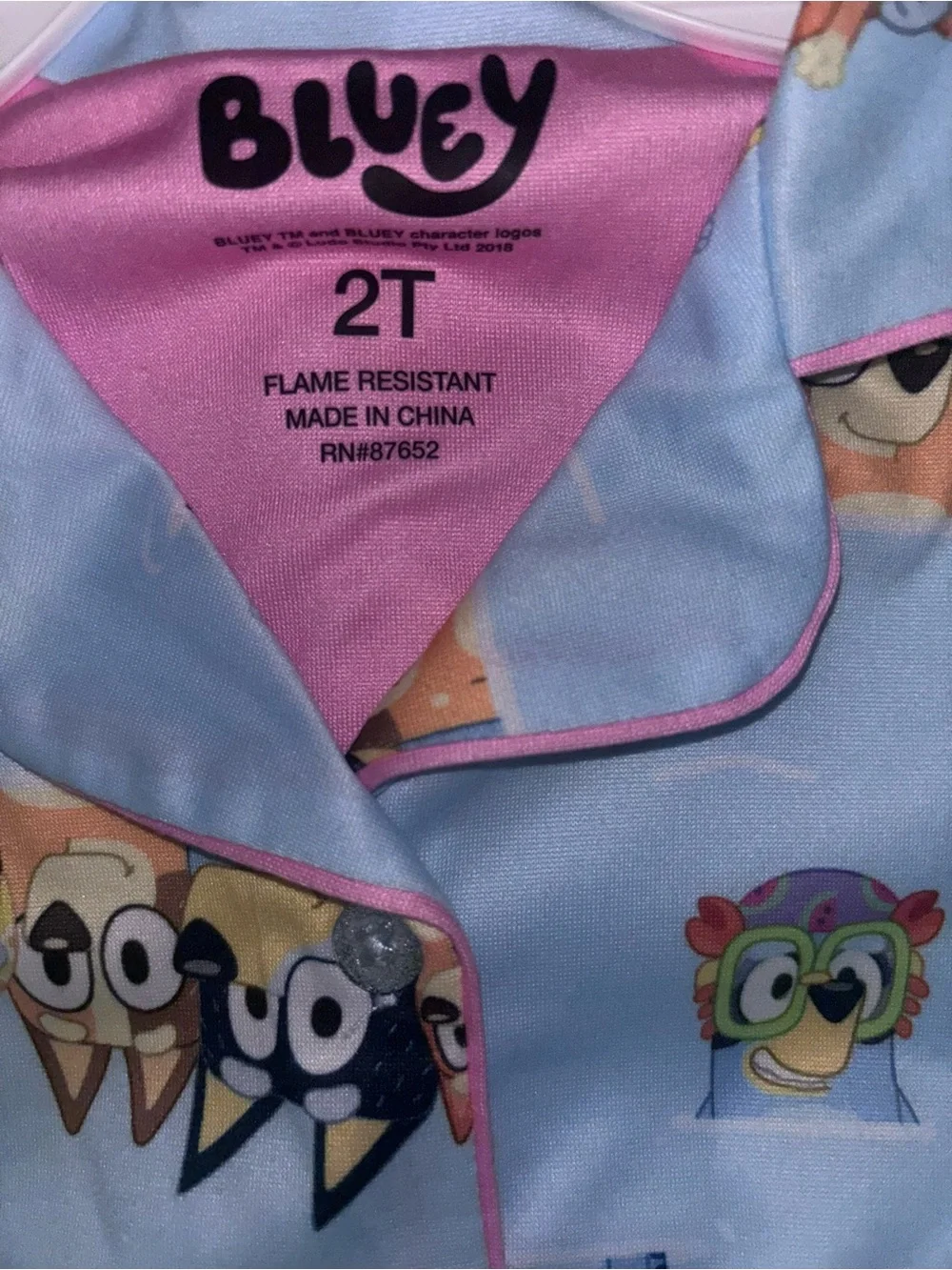 Blue 'Bluey' Short Sleeve Kids Pajama Set Toddler Girls 2T 3T